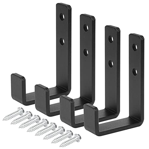 OTTFF 4 Pcs 4-3/8" Heavy Duty Black Steel J Hooks, Wall Mount Utility Hook for Hanging Barbells Garage Storage - Image 1
