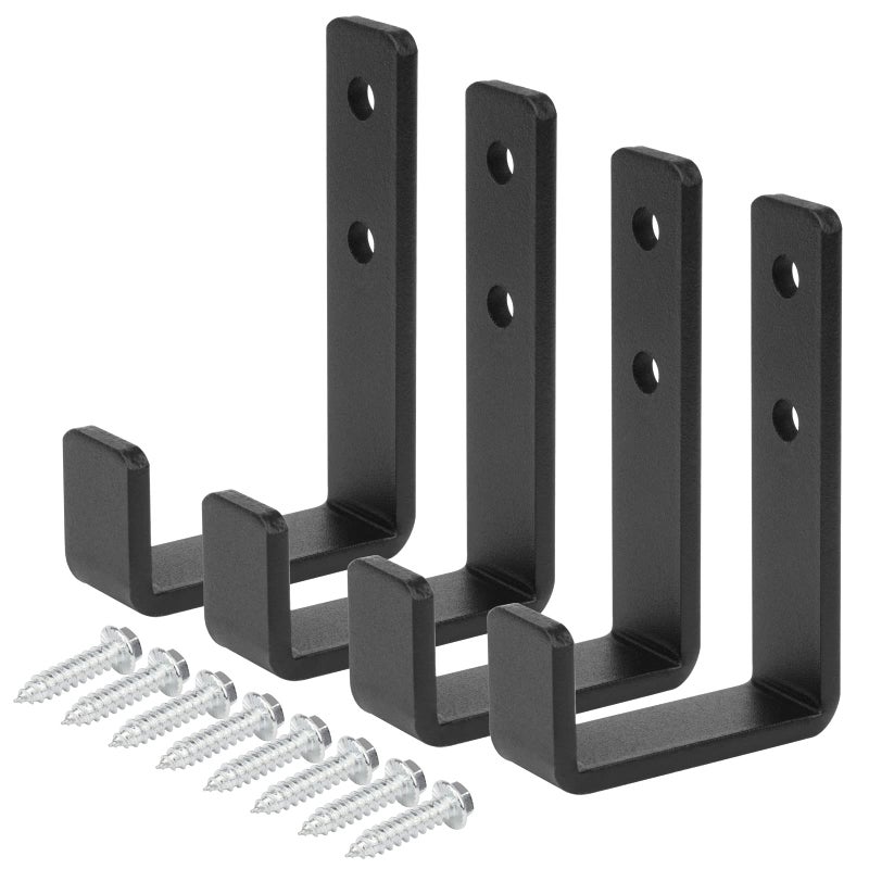 OTTFF 4 Pcs 4-3/8" Heavy Duty Black Steel J Hooks, Wall Mount Utility Hook for Hanging Barbells Garage Storage - Image 4