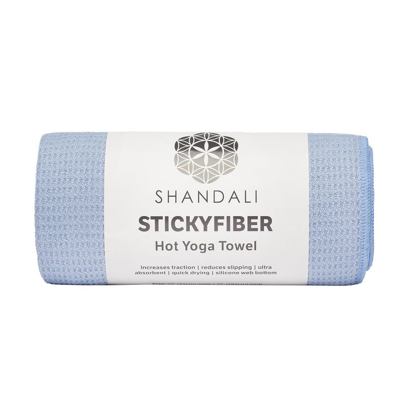Shandali Stickyfiber Hot Yoga Towel - Silicone Backed Yoga Mat-Sized, Absorbent, Non-Slip, 24" x 72" Bikram, Gym, and Pilates - (Blue, Standard) - Image 1