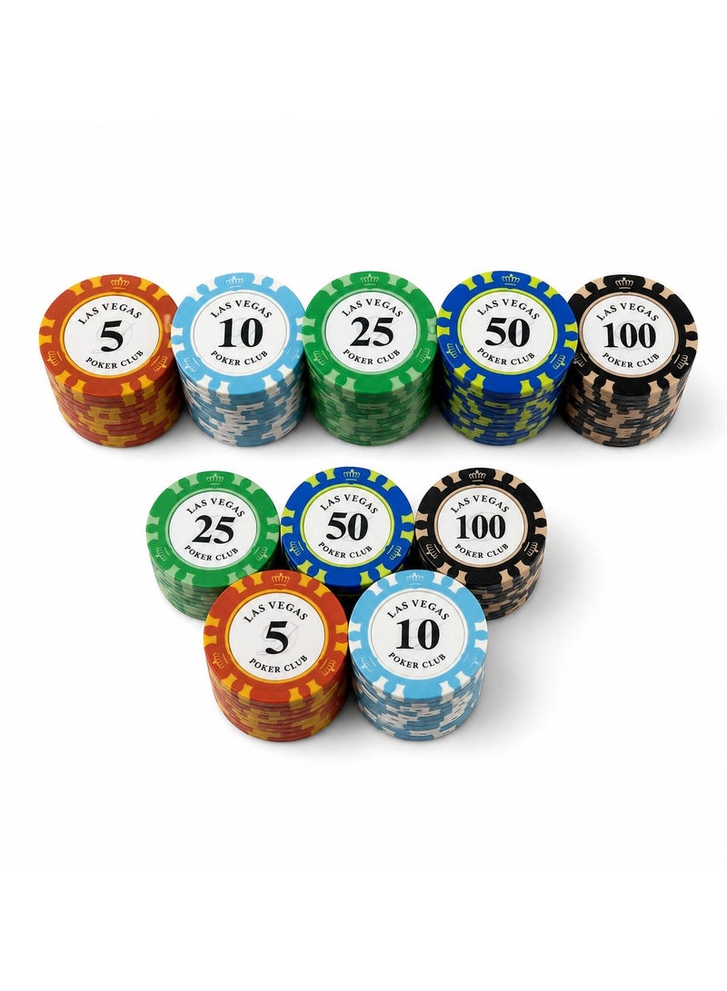Happy Twigs 100-Piece Professional Poker-Gaming Chip Set, High-Quality Durable Clay Composite Chips, Las Vegas Design, Perfect for Home Tournaments, Strategy Nights, and Card Game Gatherings - Image 1