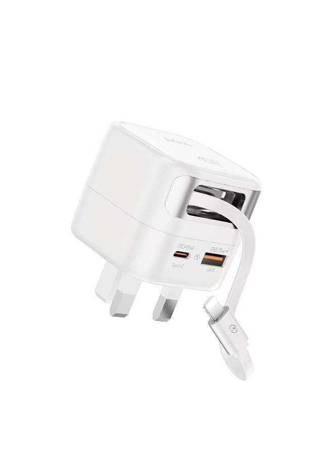 BAVIN Fast Charging PD 45W+USB 22.5W+iOS 30W  Retractable Cable Rapid Charger - Image 1