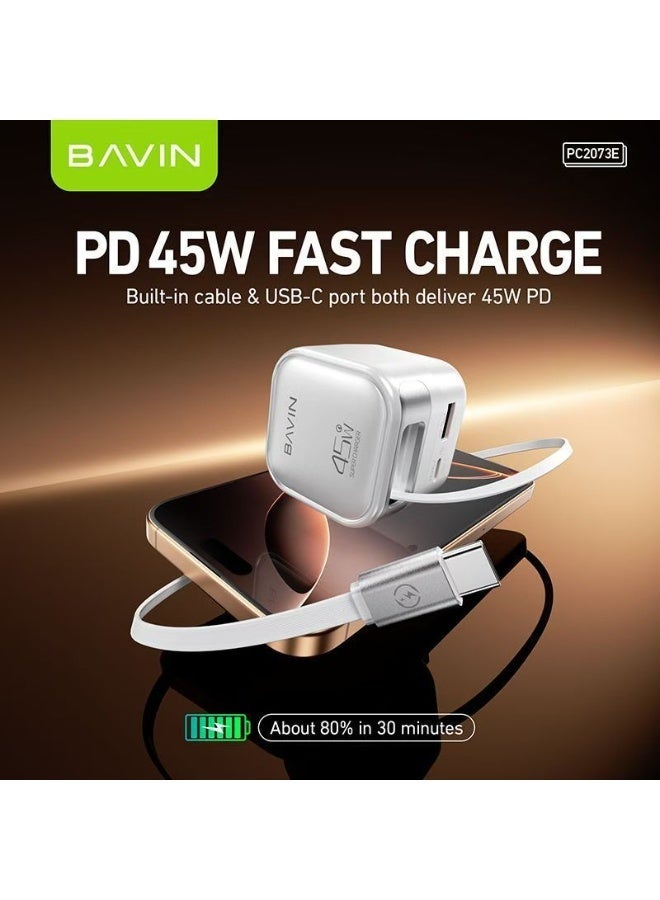 BAVIN Fast Charging PD 45W+USB 22.5W+iOS 30W  Retractable Cable Rapid Charger - Image 2