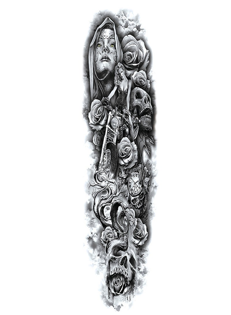 1 Sheet Full Arm Temporary Fake Tattoos Sticker Large Arm Sleeve Tattoo Waterproof Tattoos Large Vine Peony Flower Rose Tattoo Stickers for Men and Women - Image 1