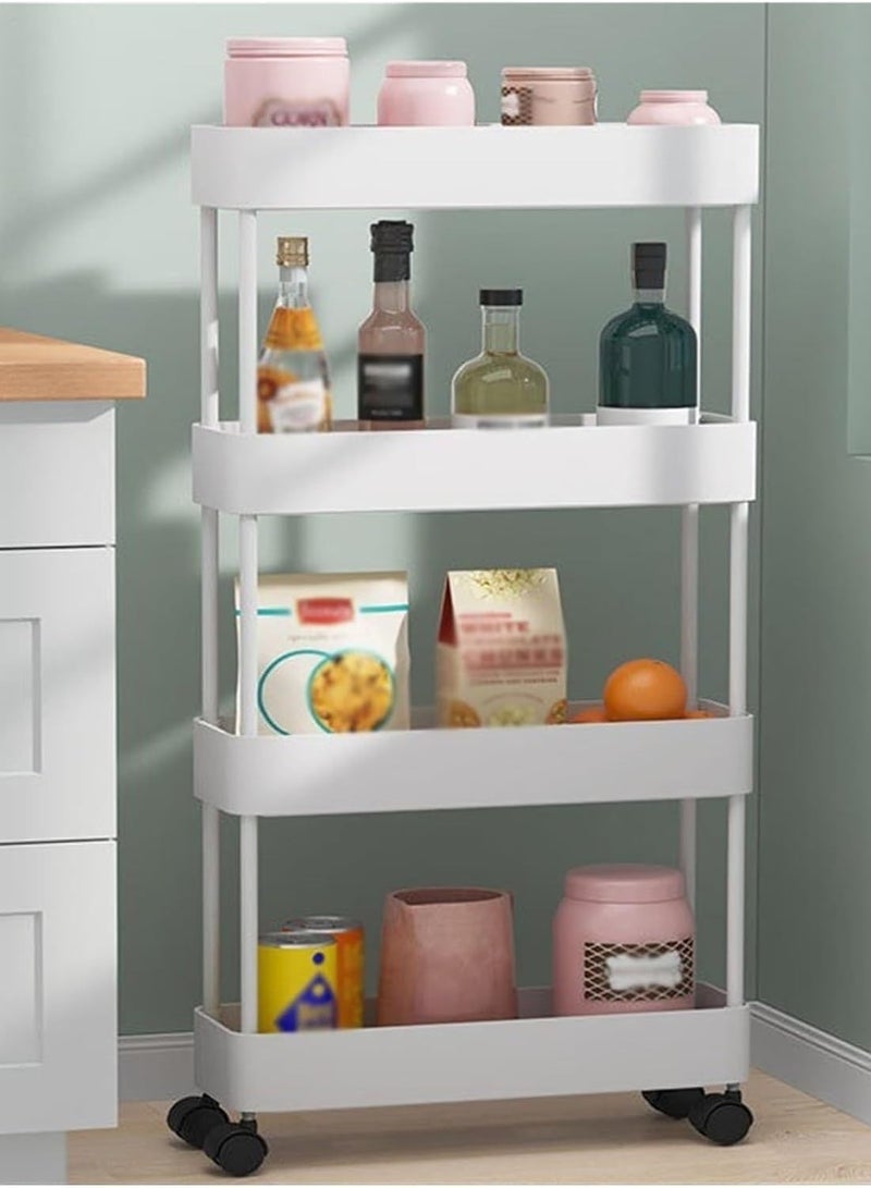بلومنغ تايم عربة تخزين متدحرجة مكونة من 4 طبقات – منظم نحيف قابل للسحب للحمام والمطبخ وغرفة الغسيل والأماكن الضيقة - Image 1