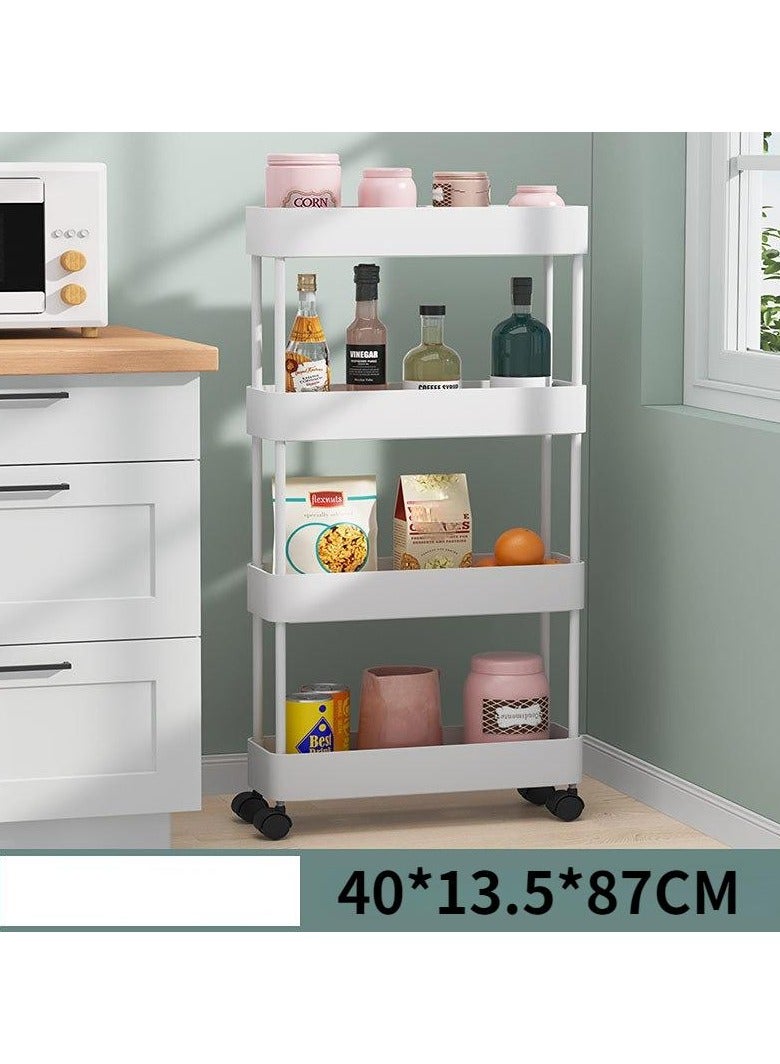 بلومنغ تايم عربة تخزين متدحرجة مكونة من 4 طبقات – منظم نحيف قابل للسحب للحمام والمطبخ وغرفة الغسيل والأماكن الضيقة - Image 2