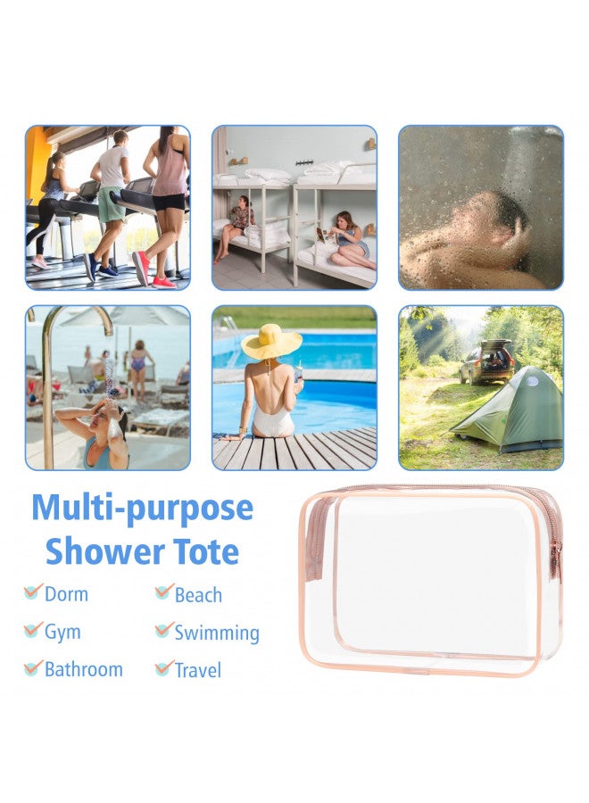 PACKISM Clear Makeup Bag - 4 Pack TSA Approved Toiletry Bag Waterproof Quart Size Travel Bag, Clear Cosmetic Bag for Women, Clear Cosmetic Bags Carry on Airport Airline Compliant Bag, Rose Pink - Image 2