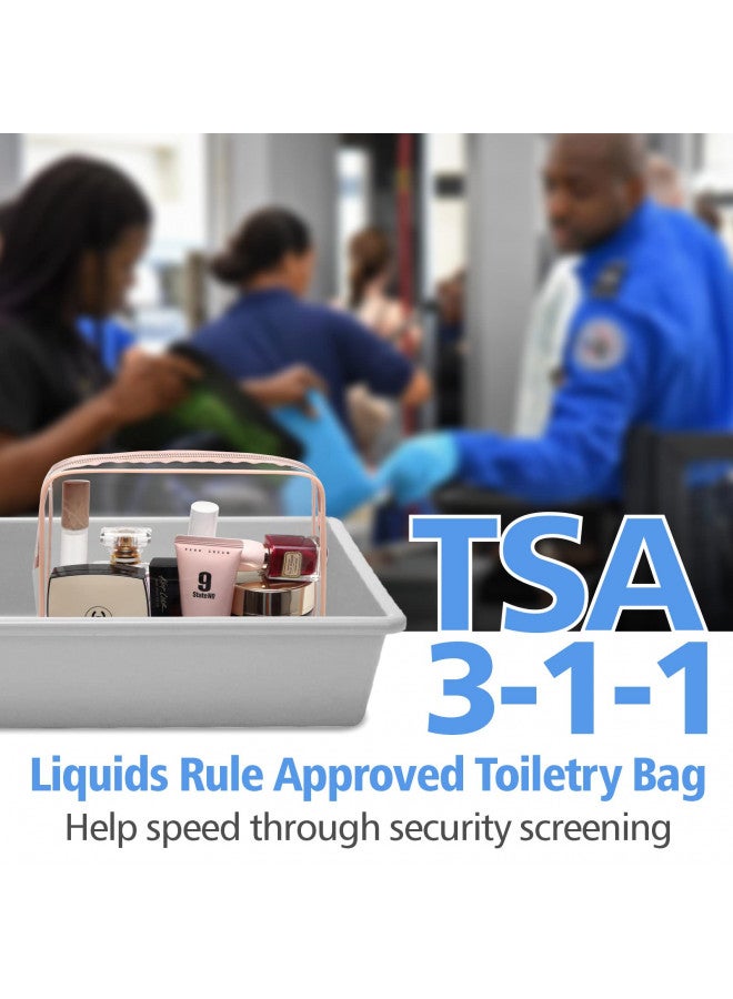 PACKISM Clear Makeup Bag - 4 Pack TSA Approved Toiletry Bag Waterproof Quart Size Travel Bag, Clear Cosmetic Bag for Women, Clear Cosmetic Bags Carry on Airport Airline Compliant Bag, Rose Pink - Image 3