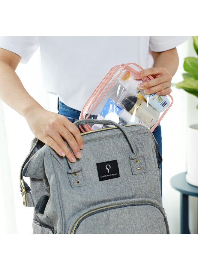 PACKISM Clear Makeup Bag - 4 Pack TSA Approved Toiletry Bag Waterproof Quart Size Travel Bag, Clear Cosmetic Bag for Women, Clear Cosmetic Bags Carry on Airport Airline Compliant Bag, Rose Pink - Image 4