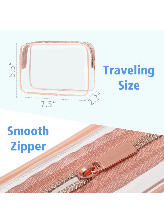 PACKISM Clear Makeup Bag - 4 Pack TSA Approved Toiletry Bag Waterproof Quart Size Travel Bag, Clear Cosmetic Bag for Women, Clear Cosmetic Bags Carry on Airport Airline Compliant Bag, Rose Pink - Image 5