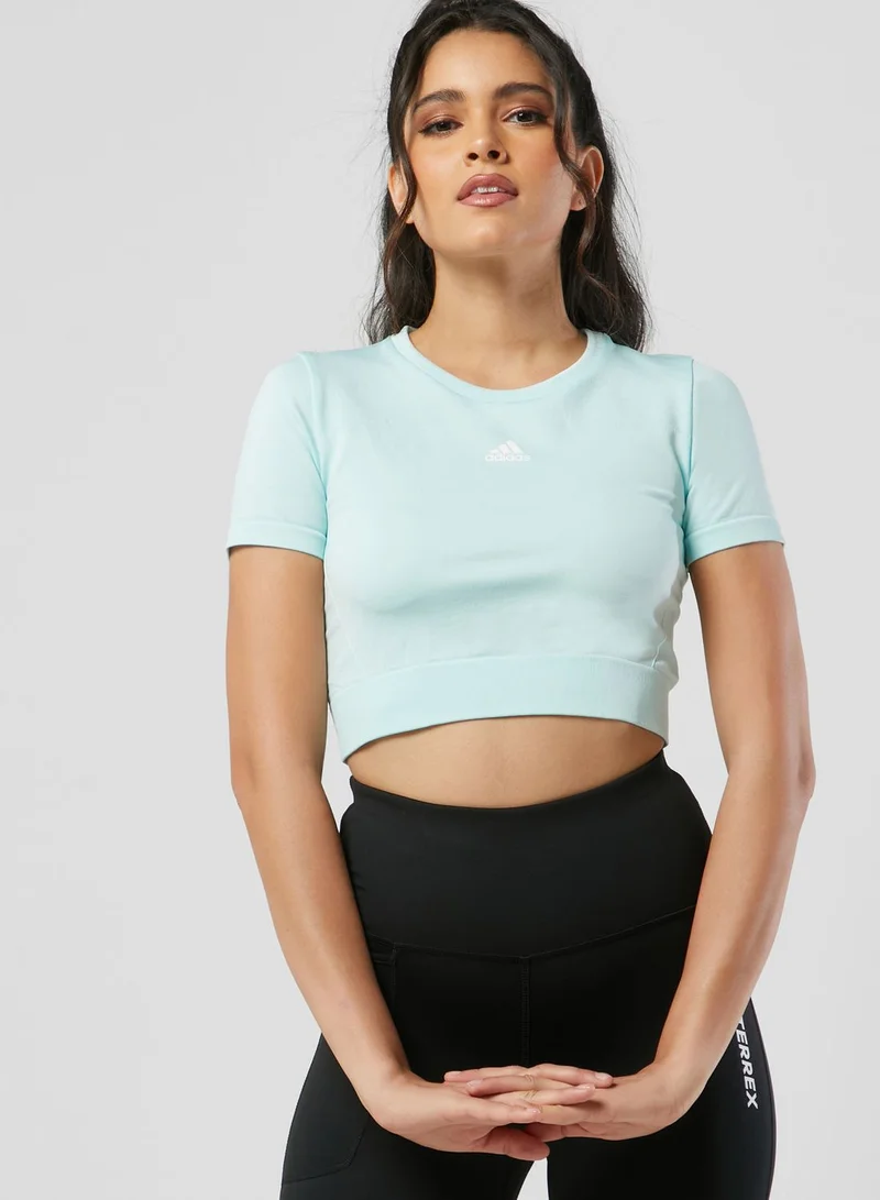 Adidas Seamless Fitted Cropped T-Shirt