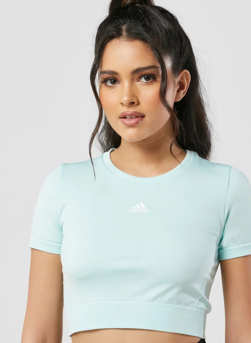 Adidas Seamless Fitted Cropped T-Shirt
