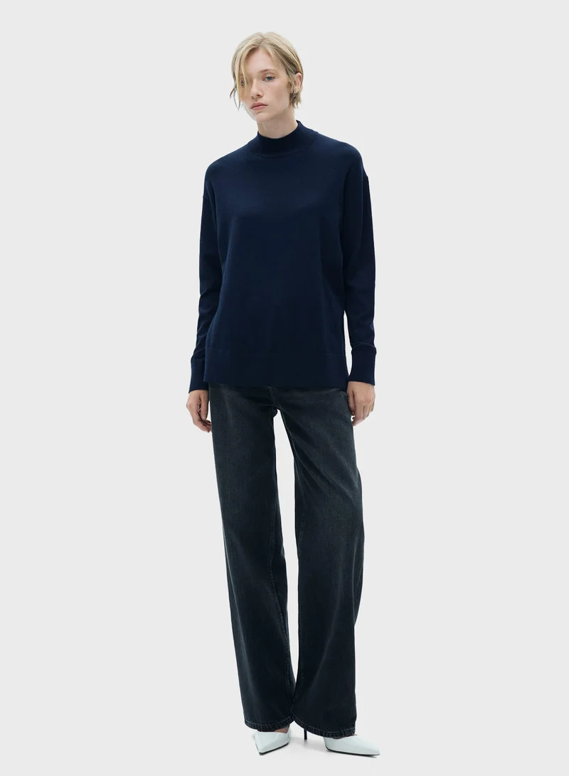 MANGO Perkins Neck Knitted Sweater