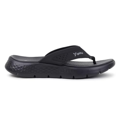YOHO Snugly 005 Slippers For Men | Cushioned Support | Lightweight Grip | Breathable Comfort | Long-Lasting Build | Classic Black - UK 10 - Image 1