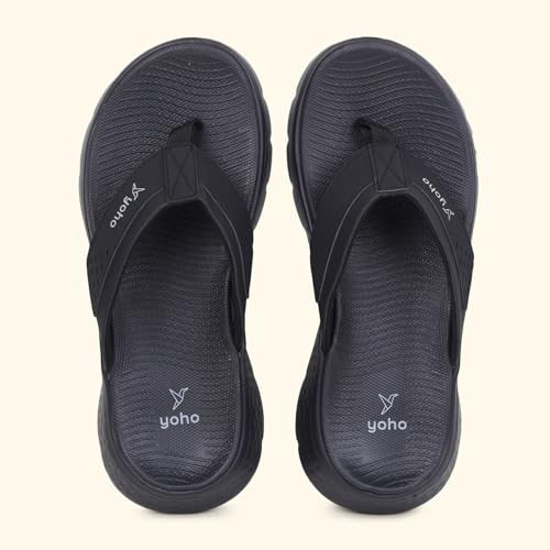 YOHO Snugly 005 Slippers For Men | Cushioned Support | Lightweight Grip | Breathable Comfort | Long-Lasting Build | Classic Black - UK 10 - Image 3
