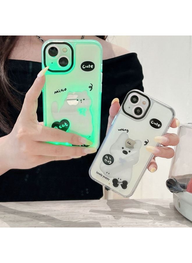 Generic - For Iphone16promax Mobile Phone Case Flash Cute Cat For Iphone15 Luminous Carto Dog Protective Case-Color:Polka Dot Bear-Applicable Models:For Iphone13 - Image 1