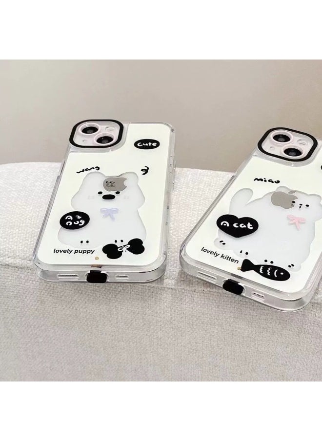 Generic - For Iphone16promax Mobile Phone Case Flash Cute Cat For Iphone15 Luminous Carto Dog Protective Case-Color:Polka Dot Bear-Applicable Models:For Iphone13 - Image 1