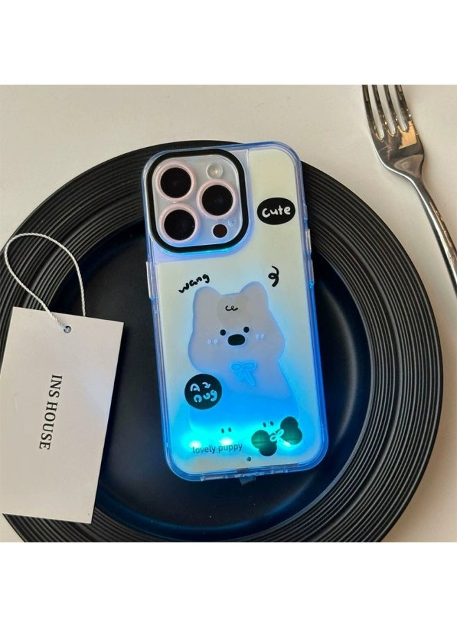 Generic - For Iphone16promax Mobile Phone Case Flash Cute Cat For Iphone15 Luminous Carto Dog Protective Case-Color:Polka Dot Bear-Applicable Models:For Iphone13 - Image 1