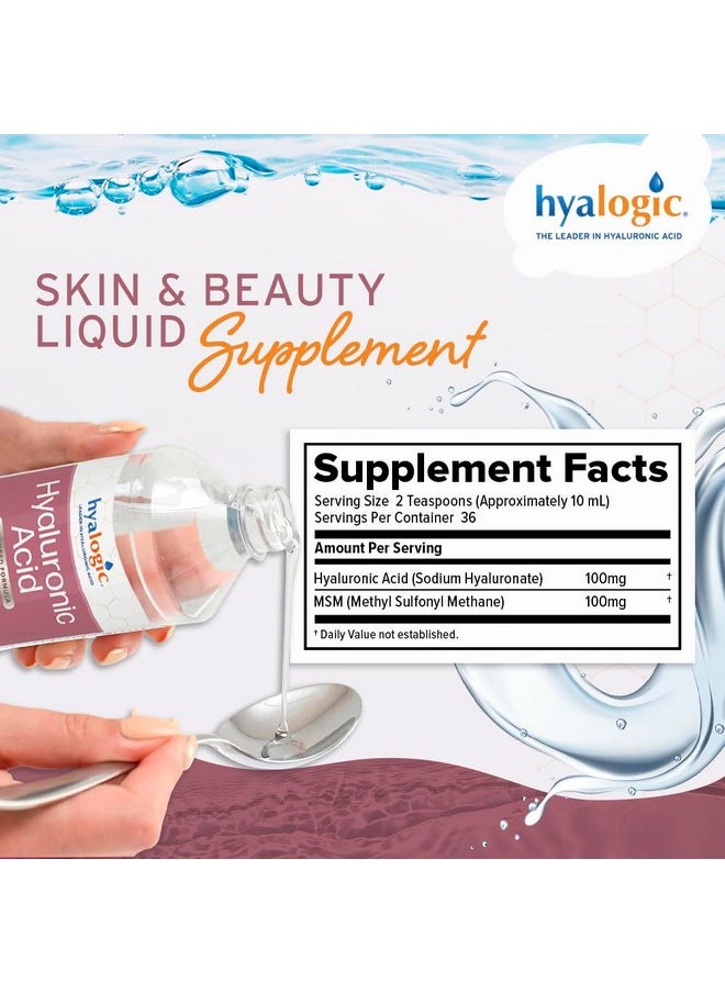 Hyalogic Liquid Hyaluronic Acid Supplement - Ingestible Skin Support With 100Mg Hyaluronic Acid And 100Mg Msm - Natural Hydration For The Face, Eyes And Lips - High Molecular Weight Formula - 12 Oz  - Image 2