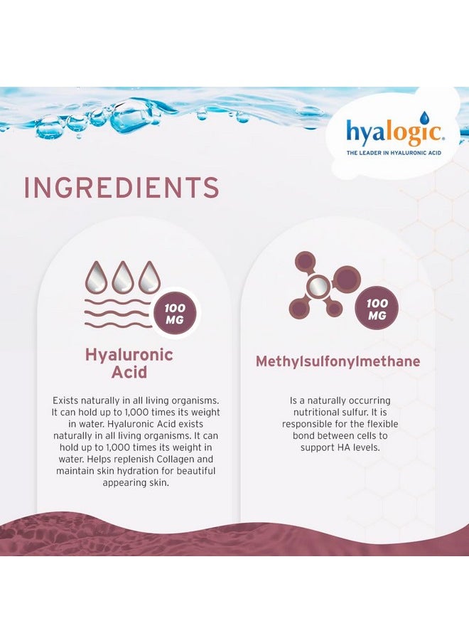 Hyalogic Liquid Hyaluronic Acid Supplement - Ingestible Skin Support With 100Mg Hyaluronic Acid And 100Mg Msm - Natural Hydration For The Face, Eyes And Lips - High Molecular Weight Formula - 12 Oz  - Image 3