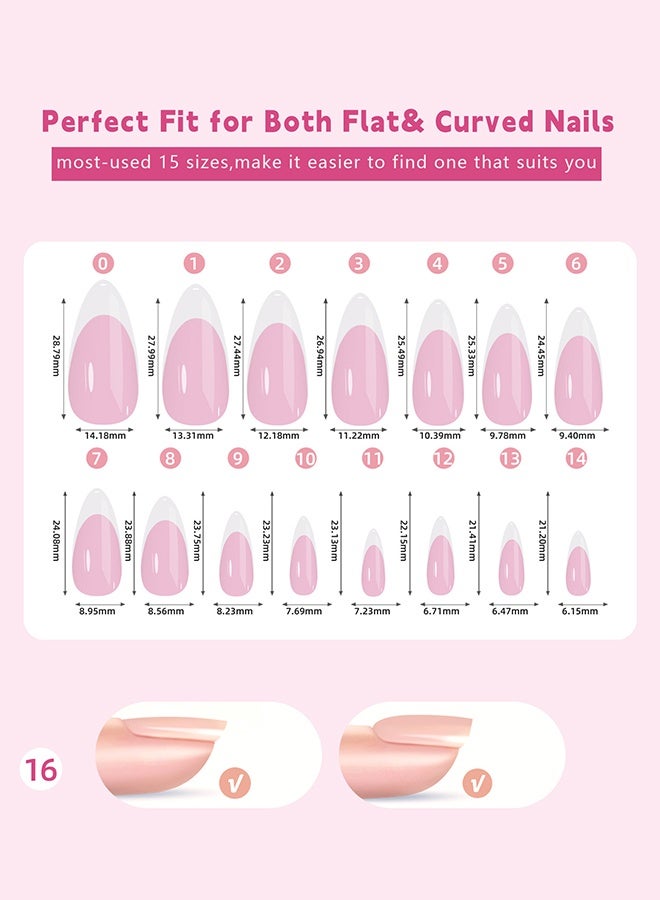 150 Pieces Ombre Wearable Nails 5 Colors Gradient Nail Pieces Almond False Nails Full Cover Press-On Nails Removable Nail Supplies for Women or Girls Daily Home DIY Nail Art Designs - Image 4