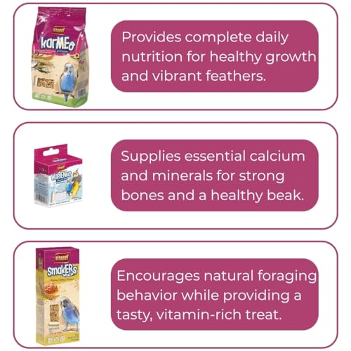 Vitapol Cockatiel Care Combo – Food for Cockatiel 500g + Nut Smakers 90g + Natural Mineral Block 35g | Balanced Diet & Treat Pack for Healthy Birds (Pack of 1, Cockatiel Combo) - Image 2