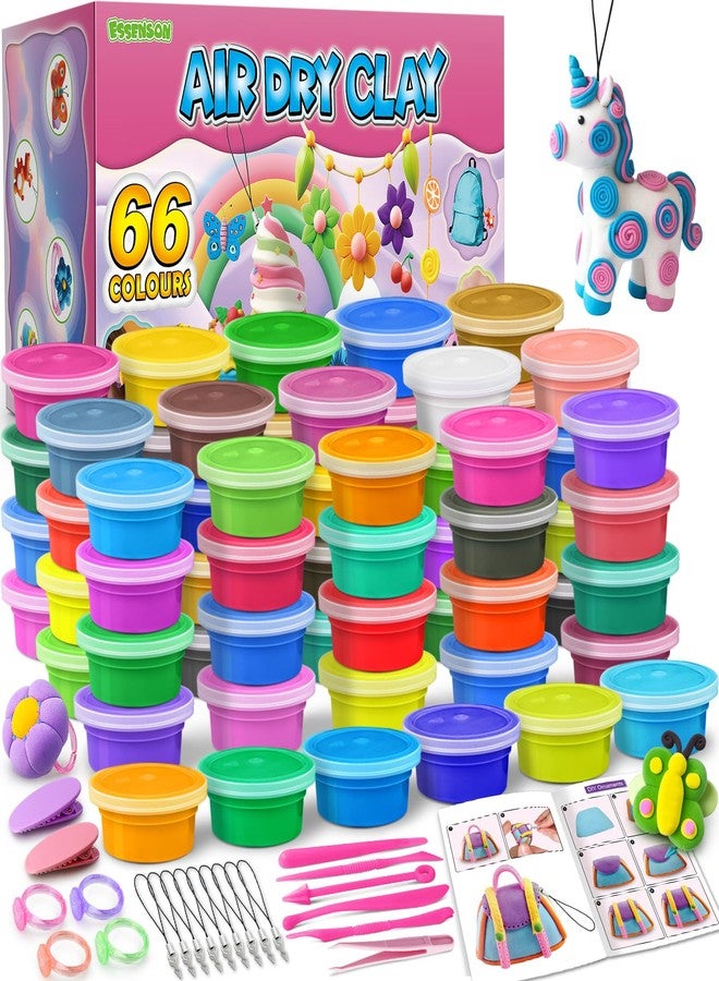 ESSENSON Air Dry Clay Kit, 66 Colors Modeling Magic Clay DIY Jewelry Making, Crafts School Projects, Ideal Party Favors Craft Gift for Kids - Image 1
