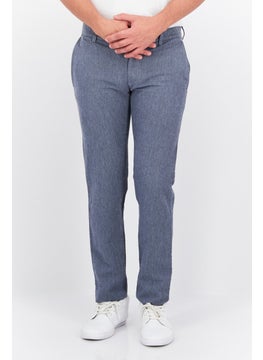Men Regular Fit Textured Chino Pants, Blue