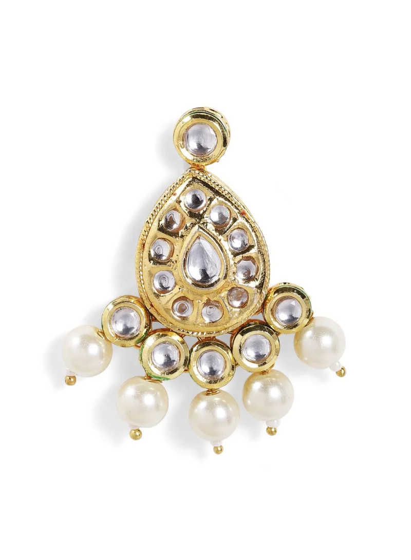 Priyaasi Plated Pearl Beaded  AD Studded Contemporary Drop Earrings