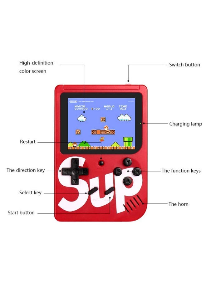 SUP 400 In 1 Game Box Console Classic Games Hand Held Gamepad Color Screen Mario Super Mario DR Mario Contra Games - RED  - Image 3