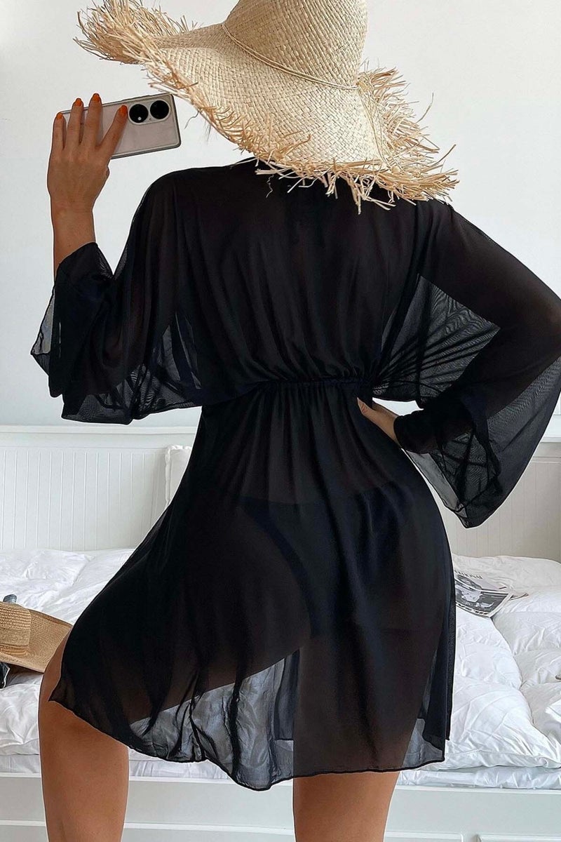 Angelsin Long Front Tie Beach Dress Pareo Kimono - Image 2