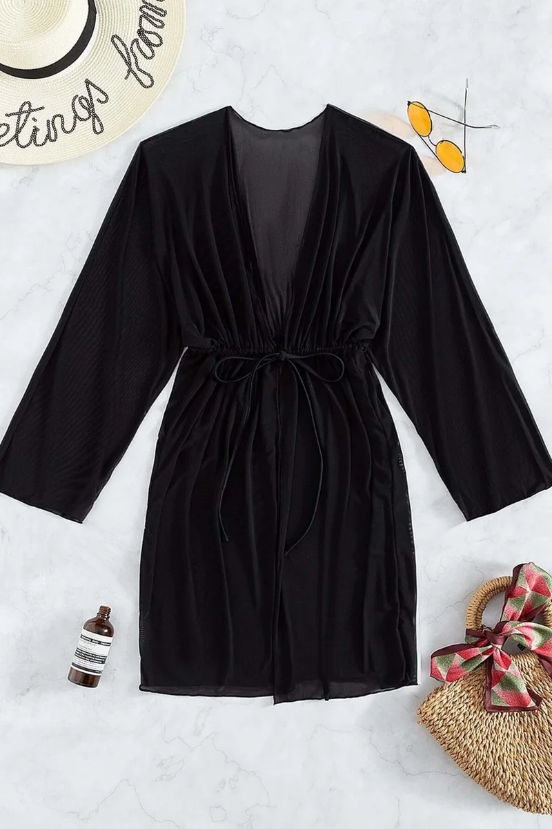 Angelsin Long Front Tie Beach Dress Pareo Kimono