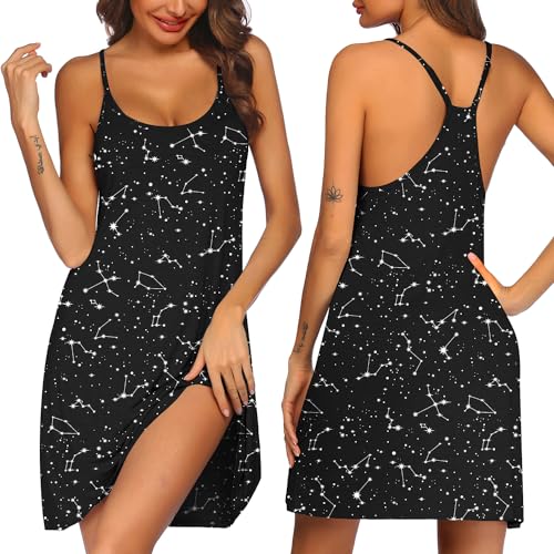 Ekouaer Women's Racerback Sleeveless Nightgown, Constellation, X-Large - Image 1