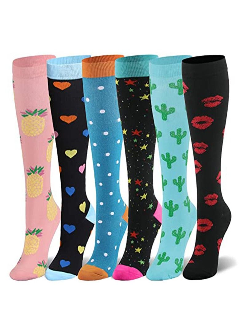 6 Pair Anti Slip Sport Knee High Socks Athletic Socks 