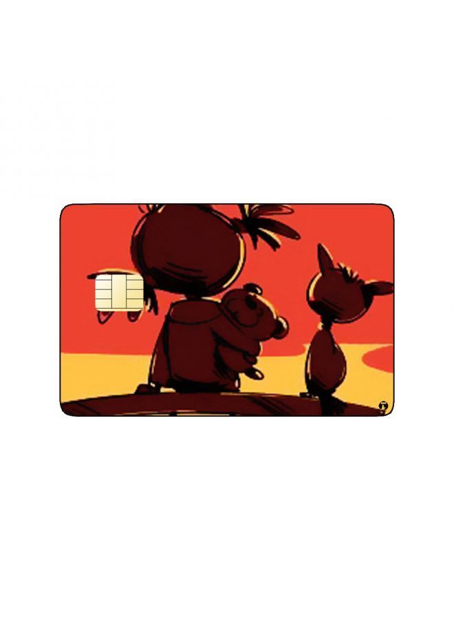 RKN PRINTED BANK CARD STICKER Cute Girl Drawing With Cat At Sunset - Image 1
