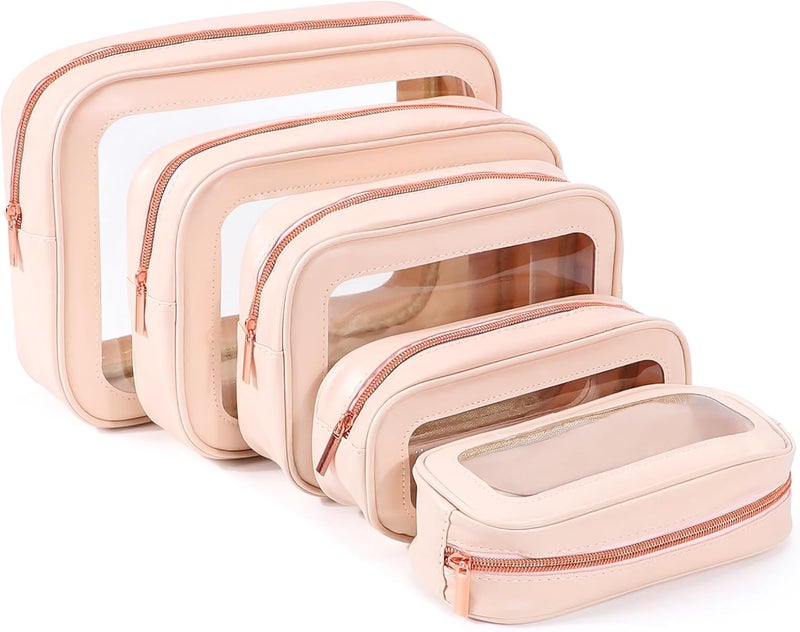 YOPCDJ 5PCS Diaper Bag Organizer Pouch Set, TSA Approved Toiletry Bag，Clear Waterproof TPU Makeup Bag Set Travel Organizer Bags for Women and Kids - Image 1