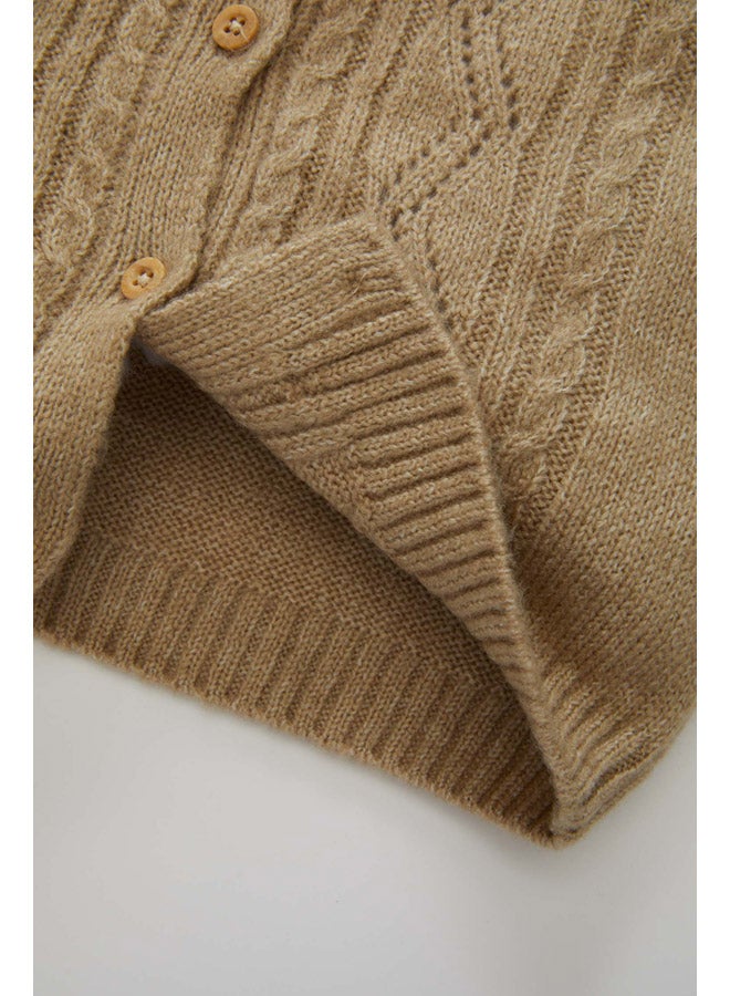 DeFacto Babygirl Tricot Regular Fit Bike Neck Long Sleeve Cardigan  - Image 3
