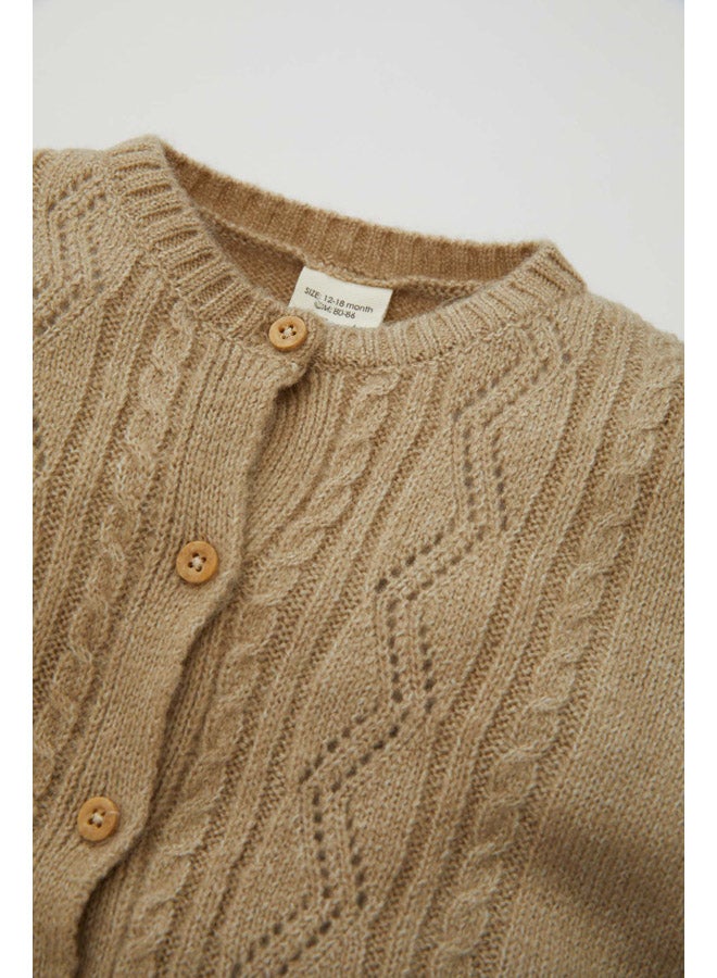 DeFacto Babygirl Tricot Regular Fit Bike Neck Long Sleeve Cardigan  - Image 4