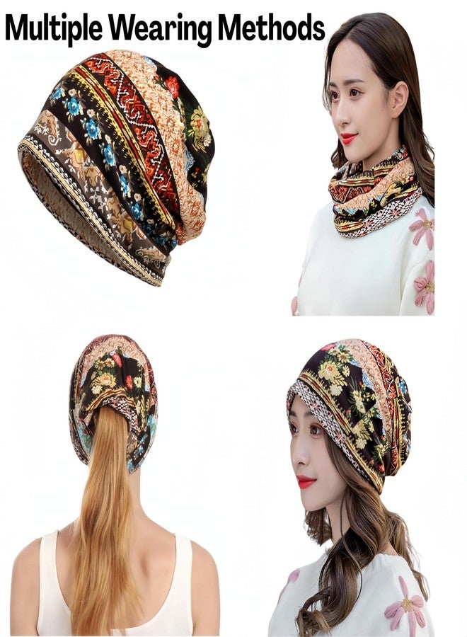 Flavizo 2 Pcs Cotton Beanie Cap - Skull Headwear for Women, Lightweight Chemo Caps, Breathable Headcover, Comfortable Turban Casual Hat, Soft Saggy Head Scarves Multicolor - Image 5