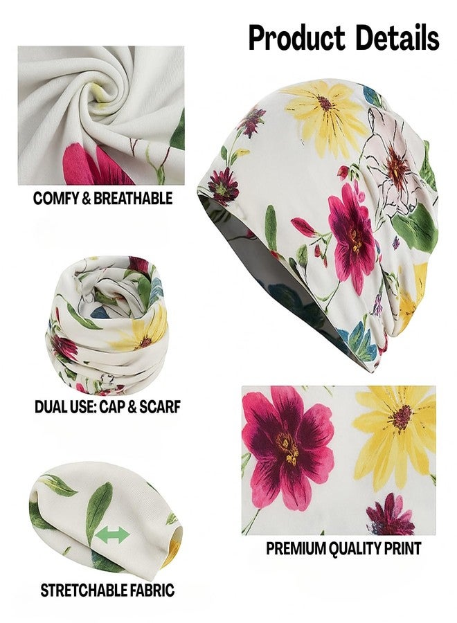 Flavizo 2 Pcs Cotton Beanie Cap - Skull Headwear for Women, Lightweight Chemo Caps, Breathable Headcover, Comfortable Turban Casual Hat, Soft Saggy Head Scarves Multicolor - Image 3