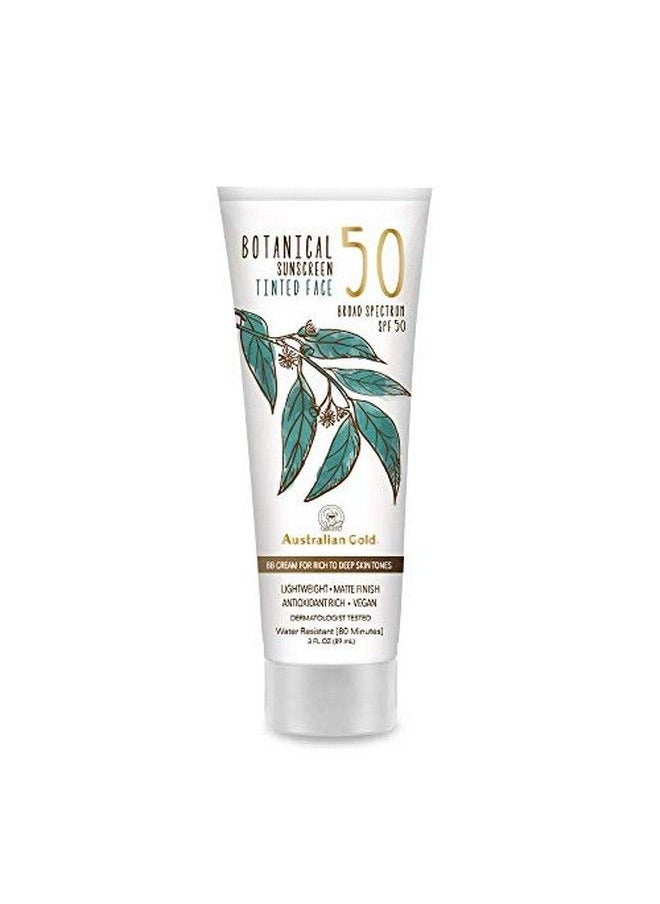 Australian Gold Botanical Sunscreen Tinted Face BB Cream SPF 50 3 Ounce Rich-Deep Broad Spectrum  - Image 1