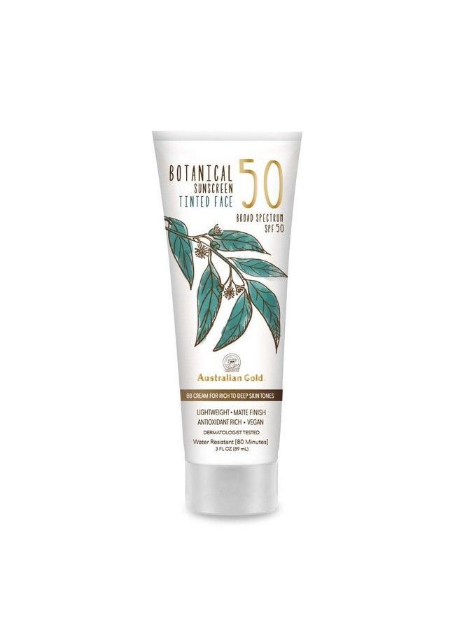 Australian Gold Botanical Sunscreen Tinted Face BB Cream SPF 50 3 Ounce Rich-Deep Broad Spectrum  - Image 2