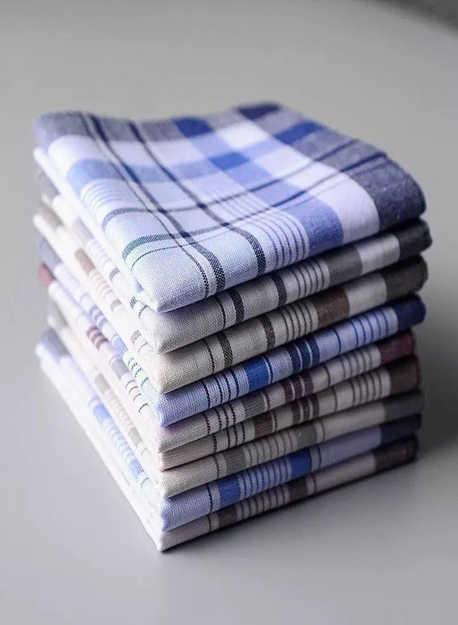 Celmuron Men’s Handkerchiefs 100% Cotton, 10 Pack Classic Plaid Handkerchiefs, 15 x 15 inch Large Size, Soft & Absorbent Pocket Squares for Seniors & Daily Use - Image 4