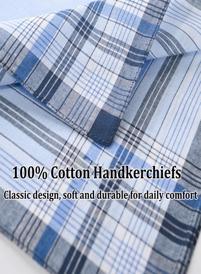 Celmuron Men’s Handkerchiefs 100% Cotton, 10 Pack Classic Plaid Handkerchiefs, 15 x 15 inch Large Size, Soft & Absorbent Pocket Squares for Seniors & Daily Use - Image 5