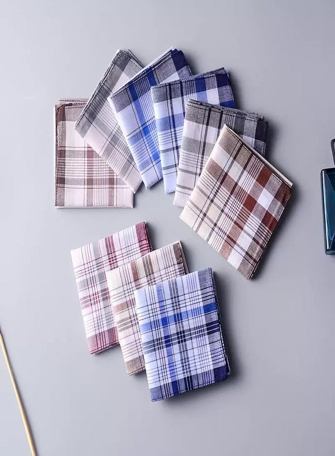 Celmuron Men’s Handkerchiefs 100% Cotton, 10 Pack Classic Plaid Handkerchiefs, 15 x 15 inch Large Size, Soft & Absorbent Pocket Squares for Seniors & Daily Use - Image 2