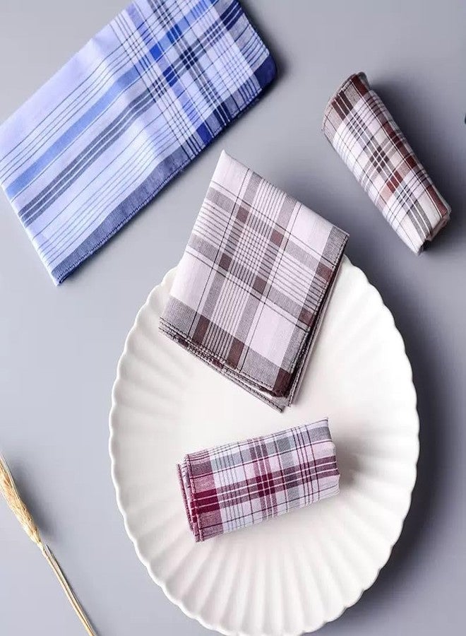 Celmuron Men’s Handkerchiefs 100% Cotton, 10 Pack Classic Plaid Handkerchiefs, 15 x 15 inch Large Size, Soft & Absorbent Pocket Squares for Seniors & Daily Use - Image 3