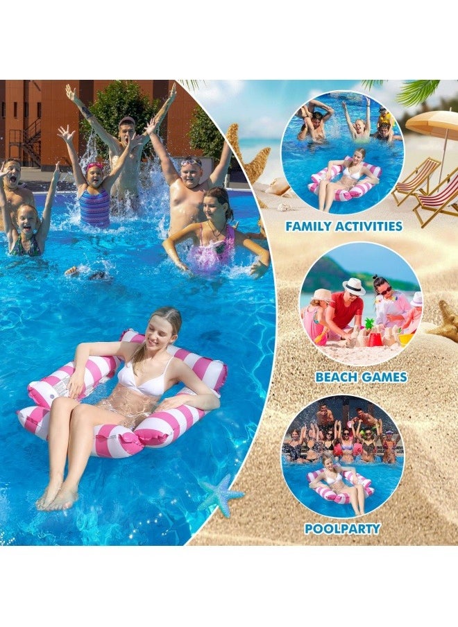 Inflatable Pool Float Chair Lounge for Adults and Kids Floating,Stripe Pattern Float Hammock for Pool Party Summer Water Fun