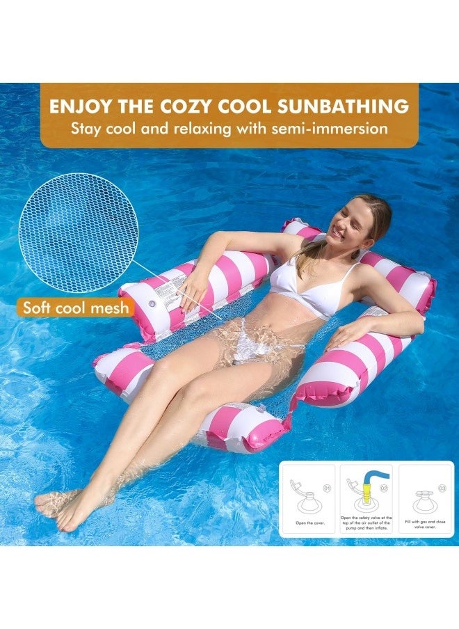Inflatable Pool Float Chair Lounge for Adults and Kids Floating,Stripe Pattern Float Hammock for Pool Party Summer Water Fun