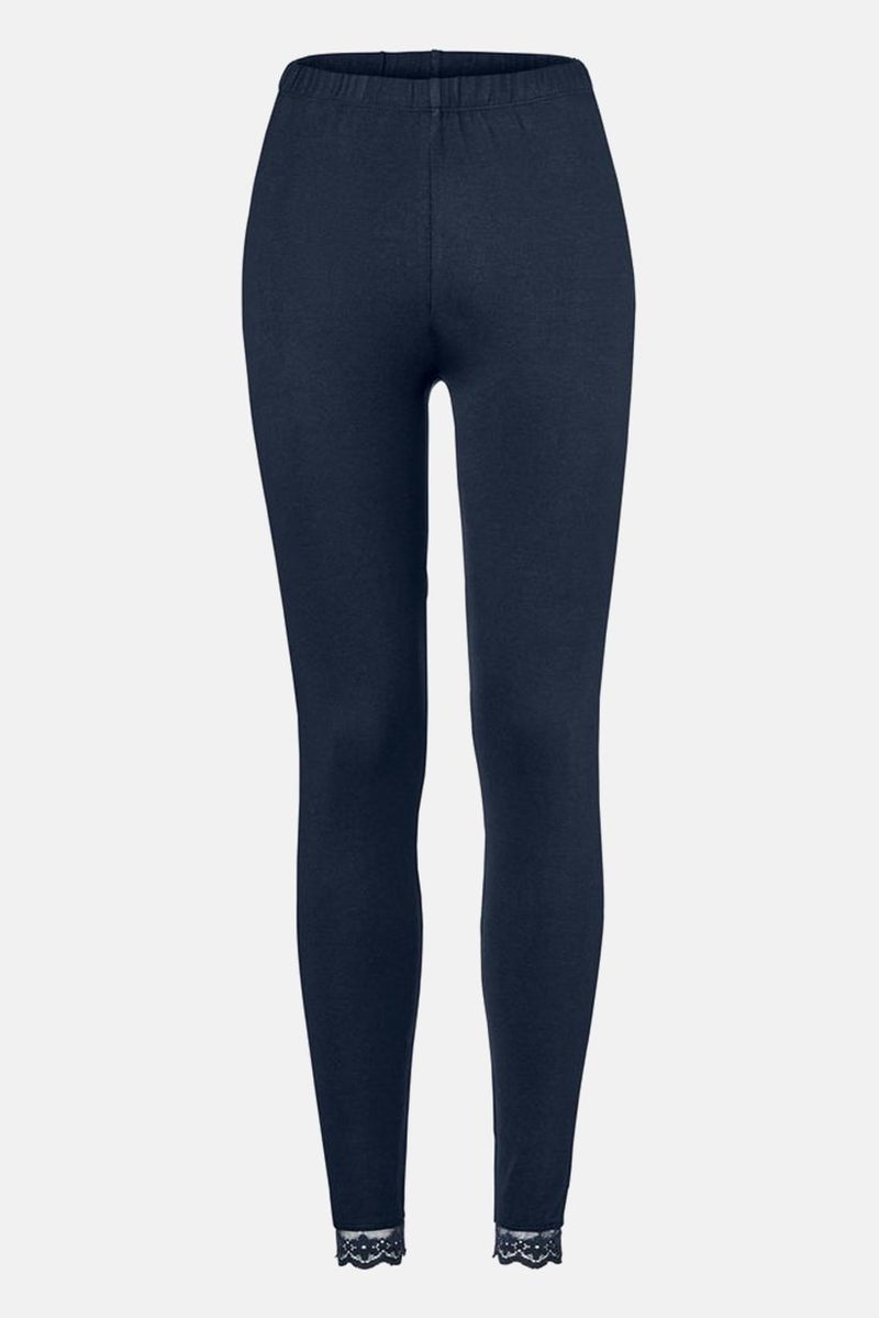 Tchibo  leggings نسائية بطول كامل مع حافة دانتيل بسيطة، كحلي - Image 2