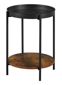 VASAGLE VASAGLE Dark Brown and Black LET221B01 End Table, Side Table with Movable Tray Sofa Coffee Table for Living Room, Bedroom (43x43x55cm)  - Image 1