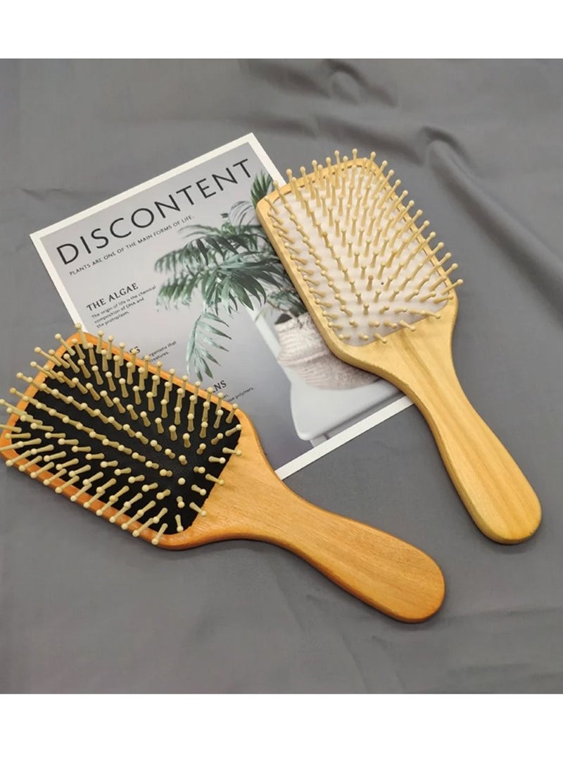 2 قطعة فرشاة شعر مجداف خشبية متعددة الألوان - Image 1